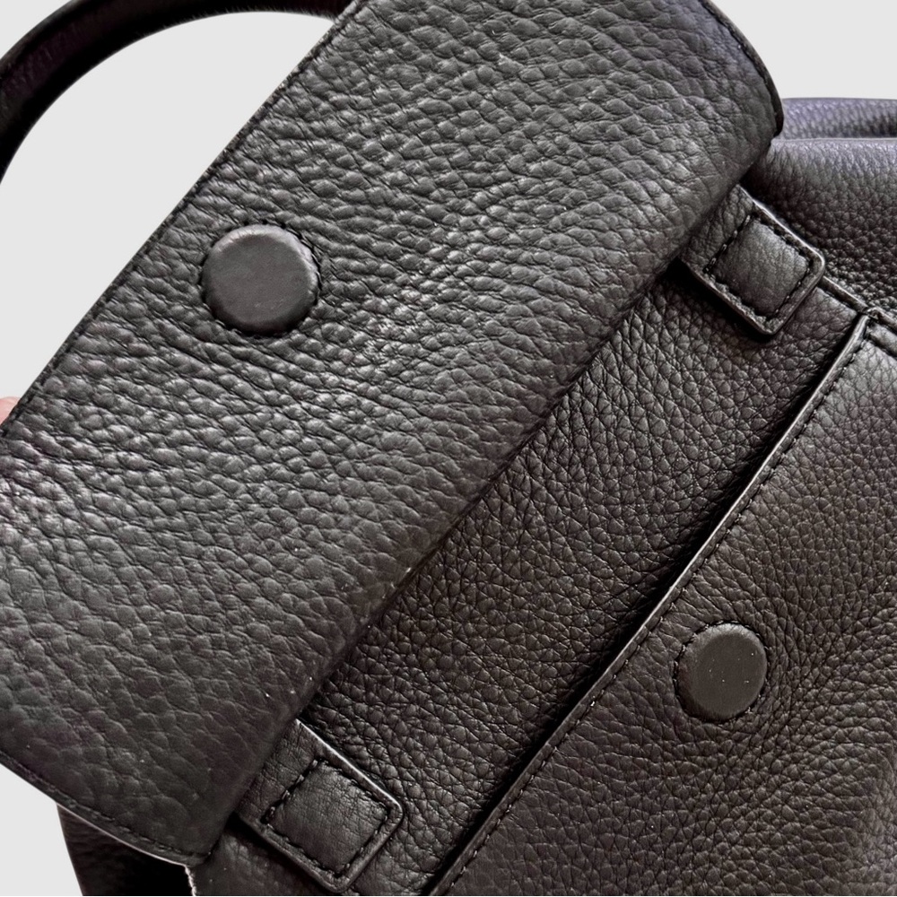 Tory Burch Black Half Moon Pebbled Leather Sachel Bag Gold Hardware Crossbody - Picture 6 of 16